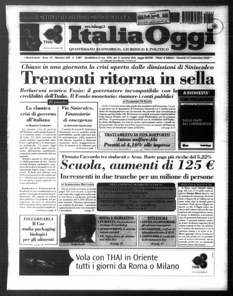 Italia oggi : quotidiano di economia finanza e politica